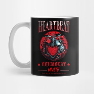 Rock Nurse Heartbeats and Drumbeats Unite Mug